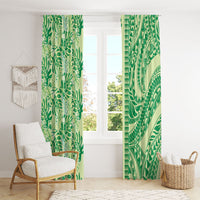 Lime Green Hibiscus Monstera Seamless Kakau Hawaii Window Curtain