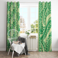 Lime Green Hibiscus Monstera Seamless Kakau Hawaii Window Curtain