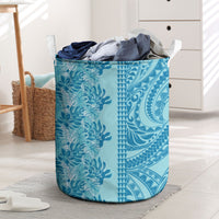 Cyan Hibiscus Monstera Seamless Kakau Hawaii Laundry Basket