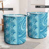 Cyan Hibiscus Monstera Seamless Kakau Hawaii Laundry Basket