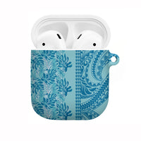 Cyan Hibiscus Monstera Seamless Kakau Hawaii AirPods Case