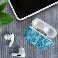 Cyan Hibiscus Monstera Seamless Kakau Hawaii AirPods Case