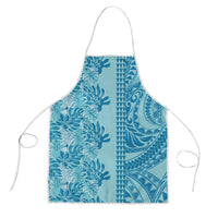 Cyan Hibiscus Monstera Seamless Kakau Hawaii Apron