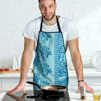 Cyan Hibiscus Monstera Seamless Kakau Hawaii Apron