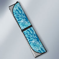Cyan Hibiscus Monstera Seamless Kakau Hawaii Auto Sun Shade