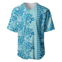 Cyan Hibiscus Monstera Seamless Kakau Hawaii Baseball Jersey