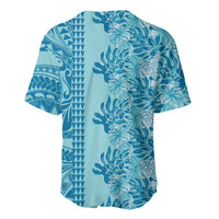 Cyan Hibiscus Monstera Seamless Kakau Hawaii Baseball Jersey