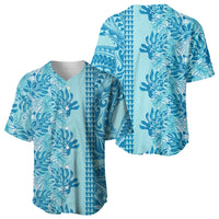Cyan Hibiscus Monstera Seamless Kakau Hawaii Baseball Jersey