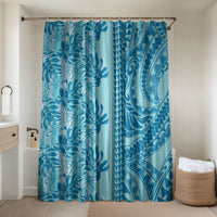 Cyan Hibiscus Monstera Seamless Kakau Hawaii Bathroom Set