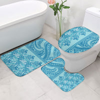 Cyan Hibiscus Monstera Seamless Kakau Hawaii Bathroom Set