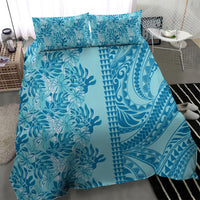Cyan Hibiscus Monstera Seamless Kakau Hawaii Bedding Set LT14 - Polynesian Pride