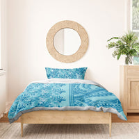Cyan Hibiscus Monstera Seamless Kakau Hawaii Bedding Set LT14 - Polynesian Pride