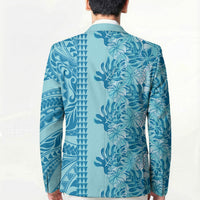 Cyan Hibiscus Monstera Seamless Kakau Hawaii Blazer