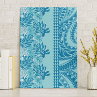 Cyan Hibiscus Monstera Seamless Kakau Hawaii Canvas Wall Art