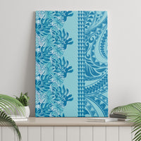 Cyan Hibiscus Monstera Seamless Kakau Hawaii Canvas Wall Art