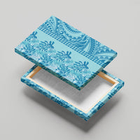 Cyan Hibiscus Monstera Seamless Kakau Hawaii Canvas Wall Art