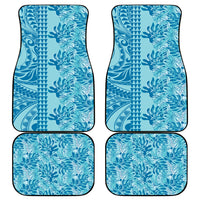 Cyan Hibiscus Monstera Seamless Kakau Hawaii Car Mats