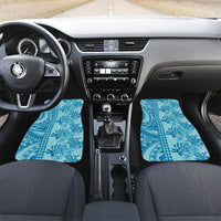 Cyan Hibiscus Monstera Seamless Kakau Hawaii Car Mats