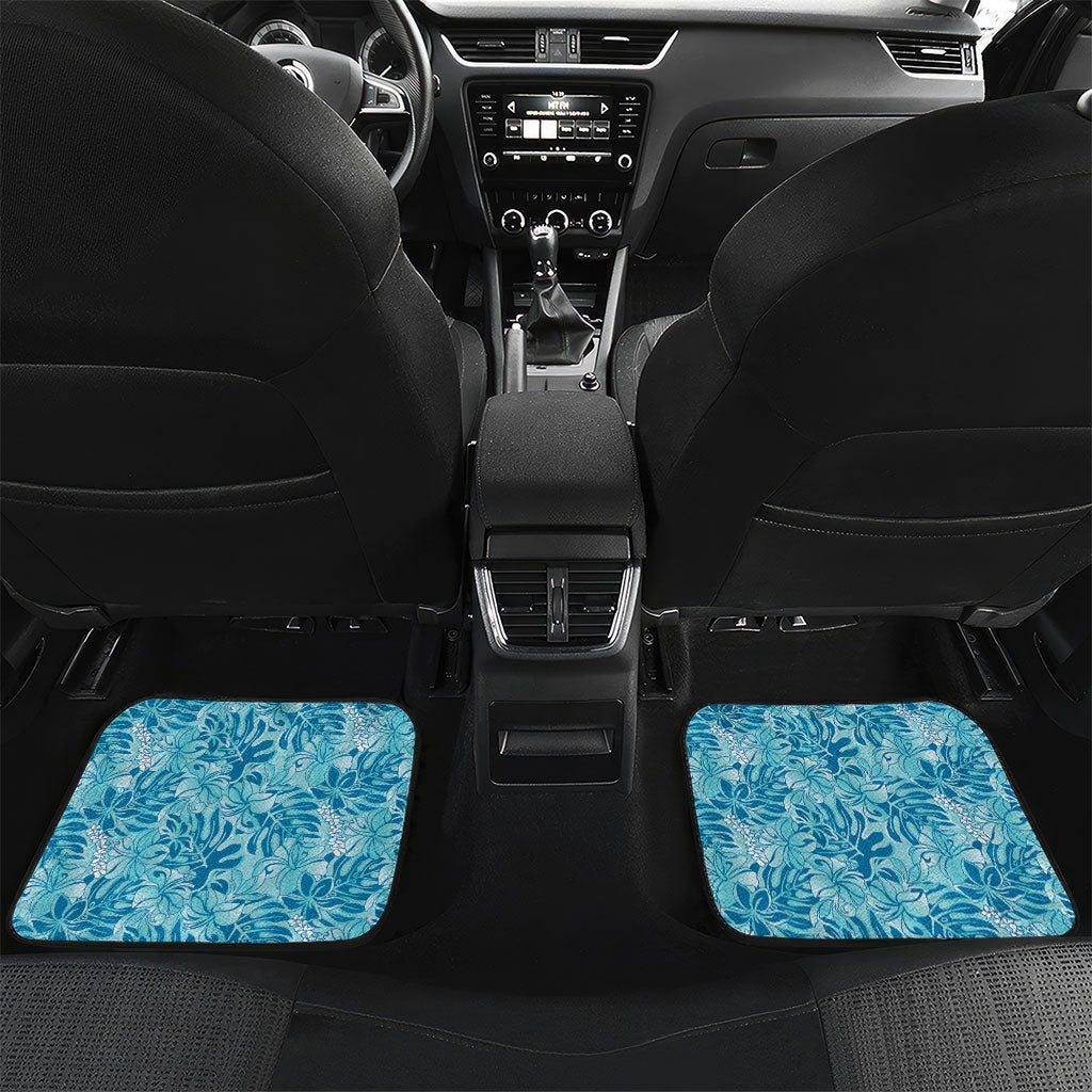 Cyan Hibiscus Monstera Seamless Kakau Hawaii Car Mats