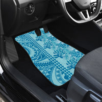 Cyan Hibiscus Monstera Seamless Kakau Hawaii Car Mats