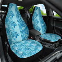 Cyan Hibiscus Monstera Seamless Kakau Hawaii Car Seat Cover LT14 One Size Cyan - Polynesian Pride