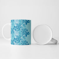 Cyan Hibiscus Monstera Seamless Kakau Hawaii Ceramic Mug