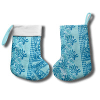Cyan Hibiscus Monstera Seamless Kakau Hawaii Christmas Stocking