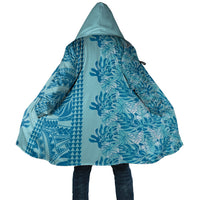 Cyan Hibiscus Monstera Seamless Kakau Hawaii Cloak