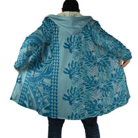 Cyan Hibiscus Monstera Seamless Kakau Hawaii Cloak