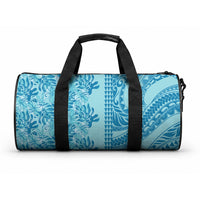 Cyan Hibiscus Monstera Seamless Kakau Hawaii Duffle Bag