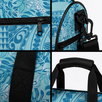 Cyan Hibiscus Monstera Seamless Kakau Hawaii Duffle Bag