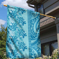 Cyan Hibiscus Monstera Seamless Kakau Hawaii Garden Flag