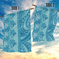 Cyan Hibiscus Monstera Seamless Kakau Hawaii Garden Flag