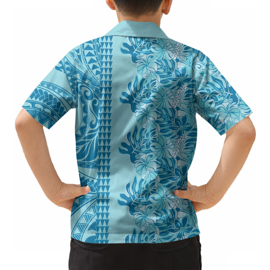 Cyan Hibiscus Monstera Seamless Kakau Hawaii Hawaiian Shirt LT14 - Polynesian Pride
