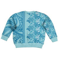Cyan Hibiscus Monstera Seamless Kakau Hawaii Kid Ugly Christmas Sweater LT14 - Polynesian Pride