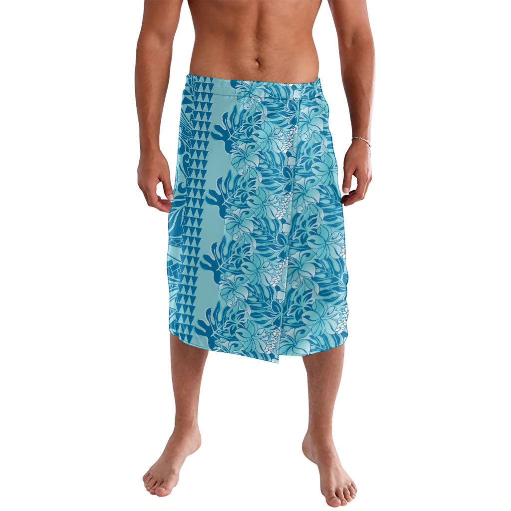 Cyan Hibiscus Monstera Seamless Kakau Hawaii Lavalava