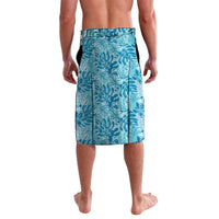 Cyan Hibiscus Monstera Seamless Kakau Hawaii Lavalava