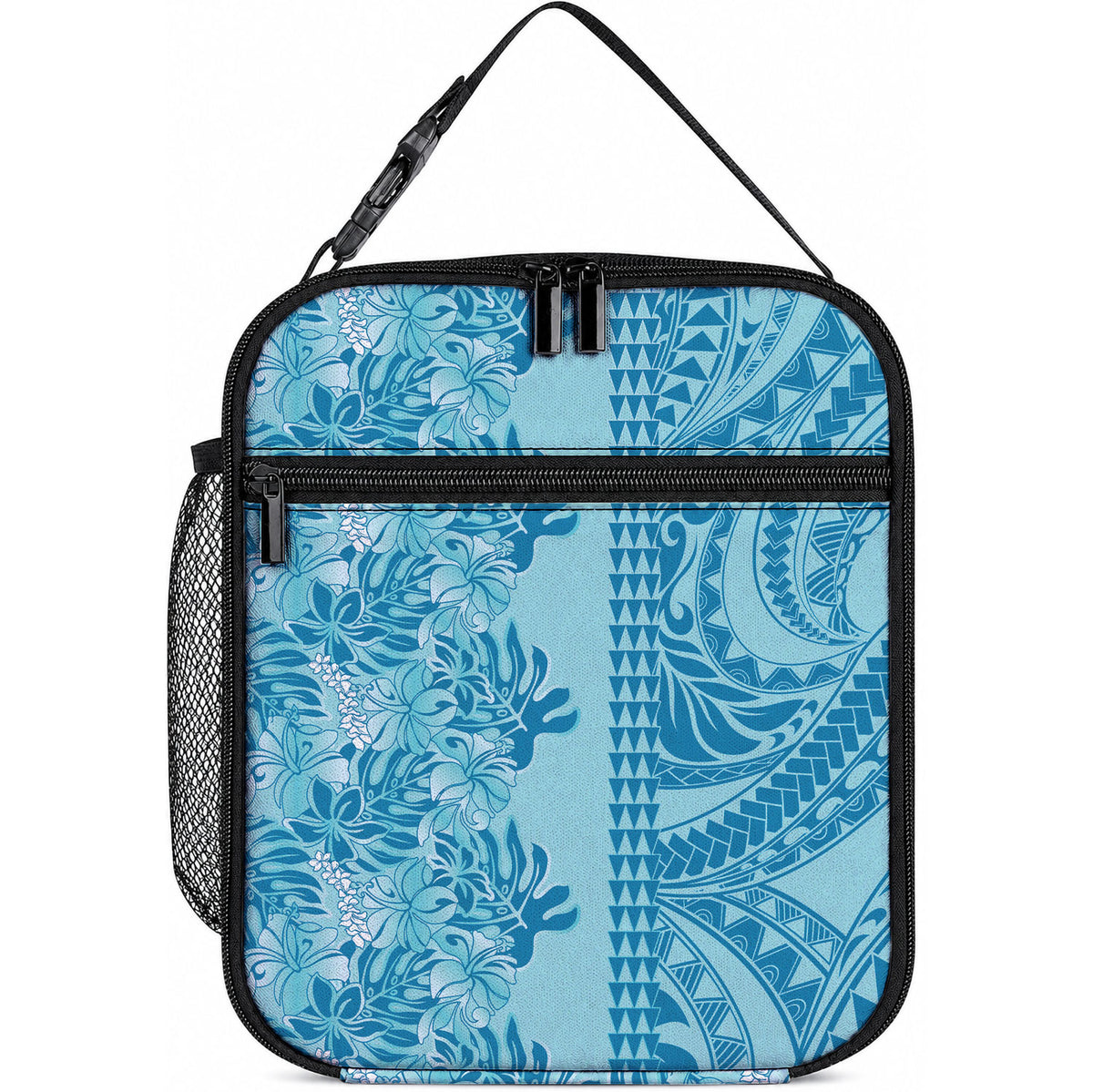 Cyan Hibiscus Monstera Seamless Kakau Hawaii Lunch Bag