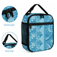 Cyan Hibiscus Monstera Seamless Kakau Hawaii Lunch Bag