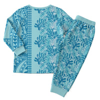 Cyan Hibiscus Monstera Seamless Kakau Hawaii Christmas Pajama Set LT14 - Polynesian Pride