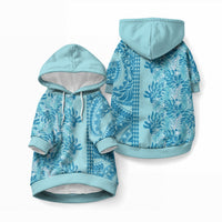 Cyan Hibiscus Monstera Seamless Kakau Hawaii Pet Hoodie LT14 Pullover Cyan - Polynesian Pride