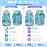 Cyan Hibiscus Monstera Seamless Kakau Hawaii Pet Hoodie LT14 - Polynesian Pride
