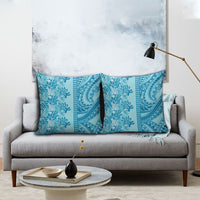 Cyan Hibiscus Monstera Seamless Kakau Hawaii Pillow Cover
