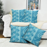 Cyan Hibiscus Monstera Seamless Kakau Hawaii Pillow Cover