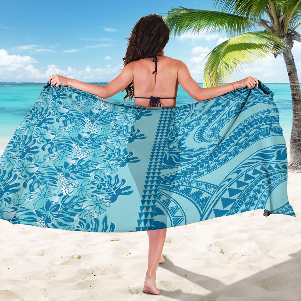 Cyan Hibiscus Monstera Seamless Kakau Hawaii Sarong