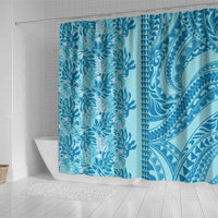 Cyan Hibiscus Monstera Seamless Kakau Hawaii Shower Curtain