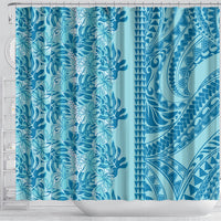 Cyan Hibiscus Monstera Seamless Kakau Hawaii Shower Curtain