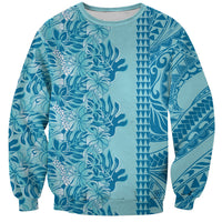 Cyan Hibiscus Monstera Seamless Kakau Hawaii Sweatshirt