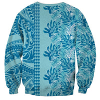 Cyan Hibiscus Monstera Seamless Kakau Hawaii Sweatshirt