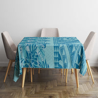 Cyan Hibiscus Monstera Seamless Kakau Hawaii Tablecloth LT14 - Polynesian Pride